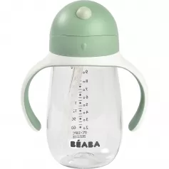 tazza con cannuccia - 300 ml - verde salvia - per imparare a bere da soli
