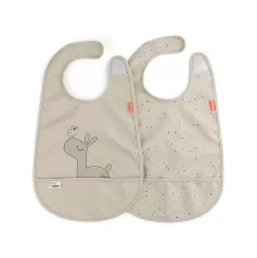 set da due bavaglini impermeabili con tasca deer friends - lalee - sabbia - certificato oeko-tex