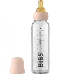 set completo biberon in vetro - rosa cipria - 225ml riciclabile e lavabile in lavastoviglie! - nuovo design