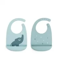 set 2 bavagli impermeabili - elphee - blu - silicone alimentare - con tasca
