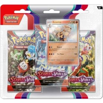 pokemon gcc - scarlatto e violetto - arcanine - blister 3 buste, 1 carta promo e 1 moneta