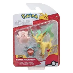 pokemon battle figure set 3 personaggi wave 2 - clefairy, gible, leafeon