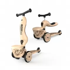 highwaykick 1 lifestyle - monopattino trasformabile 2 in 1 con portaoggetti - leopard
