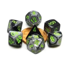 mini gemini black-grey/green- set di 7 dadi poliedrici