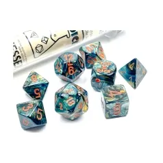 lab dice lustrous azurite/gold - set di 7 dadi poliedrici
