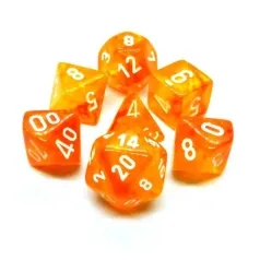 lab dice borealis blood orange/white - set di 7 dadi poliedrici