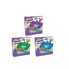 kinetic sand - castello di sabbia 450g con vaschetta e accessori - colori assortiti