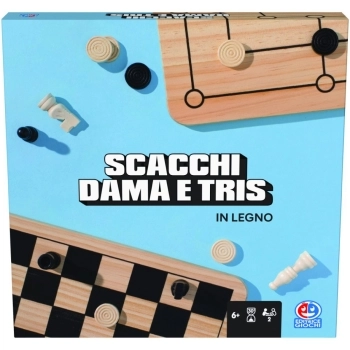 dama, scacchi e tris in legno