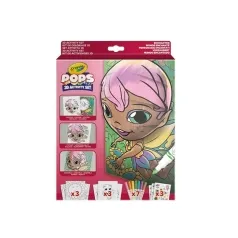 set attivita pops personaggi incantati - 3 disegni 3d, 7 pennarelli, 3 fogli adesivi
