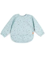 bavaglio a maniche lunghe impermeabile con tasca - happy dots - blu - 6-18 mesi