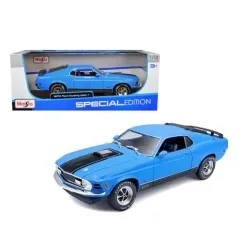 1970 ford mustang mach 1 blue 1:18