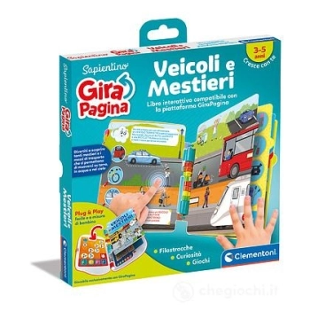 girapagina - libro interattivo gira pagina con lettura del testo - veicoli e mestieri