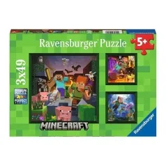 minecraft - puzzle 3x49 pezzi