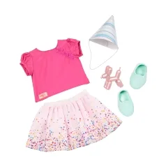 our generation - it's time to party outfit compleanno - cestito bambola 46cm