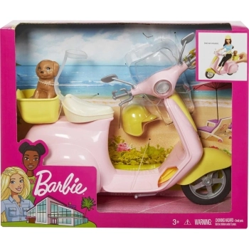 barbie playset con bambola in motorino e cagnolino