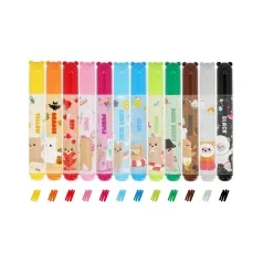 teddy friends - set di 12 pennarelli colorati con inchiostro ad acqua