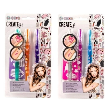 create it! - set 3 tatoo pen con stencil - modello assortito