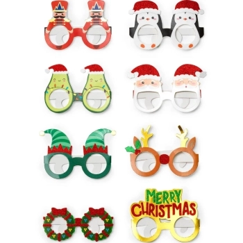 set di 8 occhiali natalizi in carta