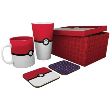 pokemon - confezione regalo premium - bucchiere xxl, tazza, 2 sottobicchieri - pokeball