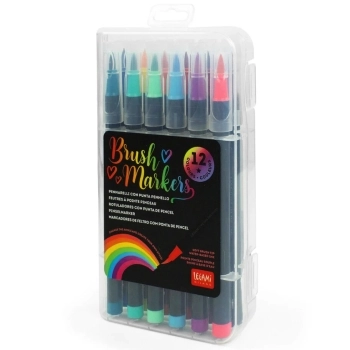 set di 12 pennarelli con punta a pennello - colori pastello - brush markers multicolor