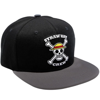 one piece - snapback cap - black & grey - skull