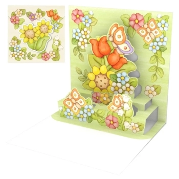 biglietto di auguri - fiori - origami