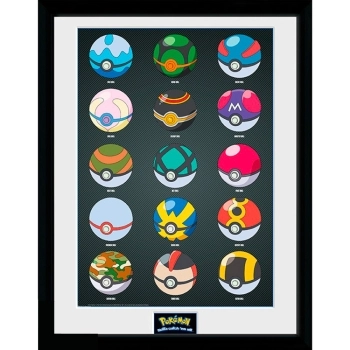 pokemon - framed print - pokeballs (30x40cm)