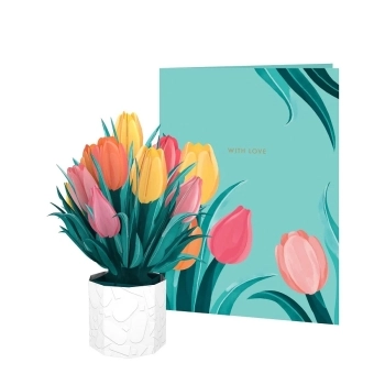 biglietto di auguri - tulipani colorati - kirigami
