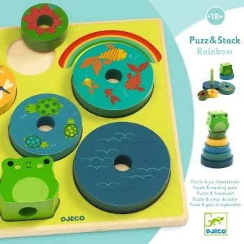 puzzle in legno ad incastro ed equilibrio - puzz & stack rainbow