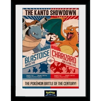 pokemon - framed print - charizard vs blastoise - (30x40cm)