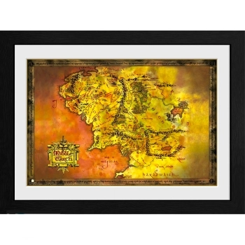 il signore degli anelli - framed print - mappa terra di mezzo (30x40cm)