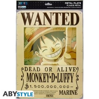 one piece - targa in metallo - luffy wanted new world (28x28cm)