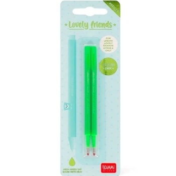 set di 2 refill per penna gel - lovely friends - neon green
