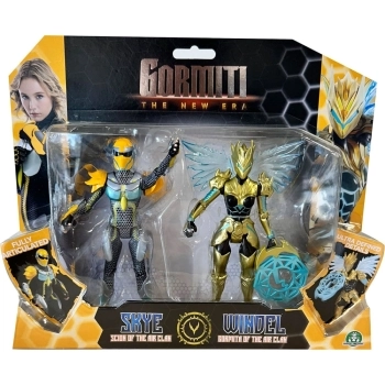 gormiti the new era - set 2 personaggi - skye, scion del clan dell'aria e windel, gormita del clan dell'aria - personaggi 15cm