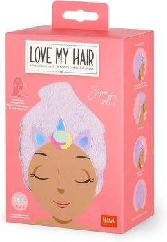 asciugamano per capelli a turbante - love my hair - unicorn
