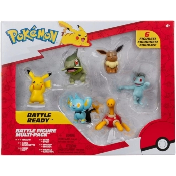 pokemon - battle figure multi-pack - pikachu / eevee / axew / machop / shinx / shuckle