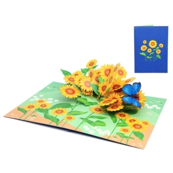 biglietto di auguri - girasoli - kirigami