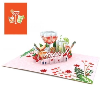 biglietto di auguri - happy hour - kirigami