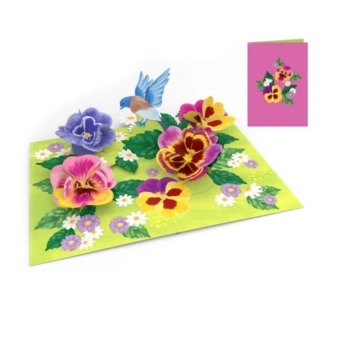 biglietto di auguri - viole - kirigami
