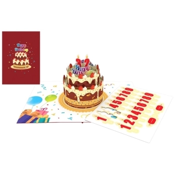 biglietto di auguri - torta colorata - kirigami