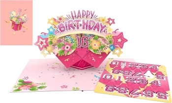 biglietto di auguri - explosion pink - kirigami