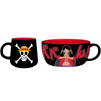 one piece - set da colazione - tazza + ciotola - luffy