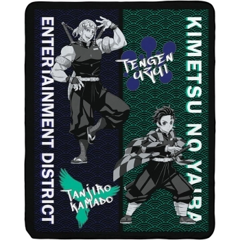 demon slayer - tanjiro & tengen - coperta 150x120cm