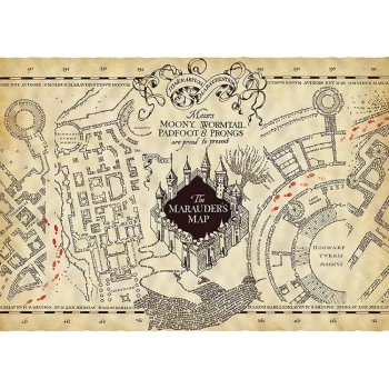 harry potter - parchment poster 66x46cm - la mappa del malandrino