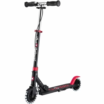 globber - flow foldable junior light - monopattino pieghevole con luci - black red