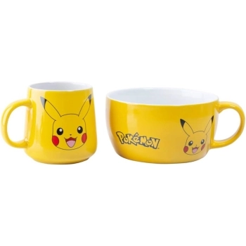 pokemon - set da colazione - tazza + ciotola - pikachu