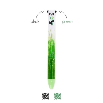 penna a due colori - click&clack - panda verde-nero