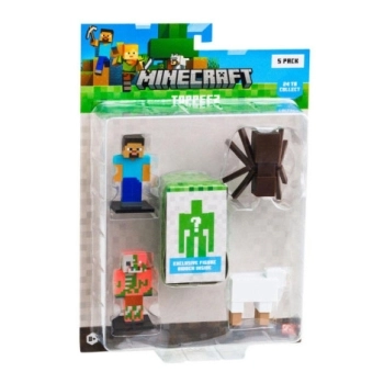minecraft - 3d pack 5 personaggi toppeez - un blister assortito