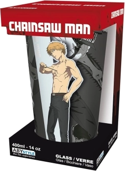 chainsaw man - bicchiere di vetro 400ml - trio