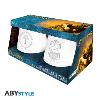 the lord of the rings - set di 2 bicchieri - prancing pony & gondor